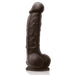 Colours Dual Density 5 Inch Silicone Dildo with Balls - Dark Chocolate