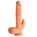 An isolated image of a Honey Play Box Colter Thrusting Large 8.5" Realistic App Controlled Dildo with Clit Licker in a flesh tone, standing upright on a white background.