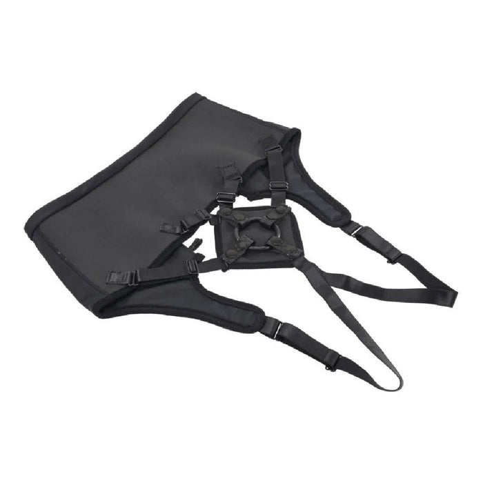 Black Corset High Waisted Adjustable Strap On Harness by Sportsheets on a white background.