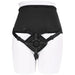 A black Sportsheets Corset High Waisted Adjustable Strap On Harness displayed on a white mannequin torso with adjustable straps.