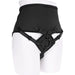 Black Sportsheets corset-style high-waisted garter belt with adjustable straps on a white mannequin torso.