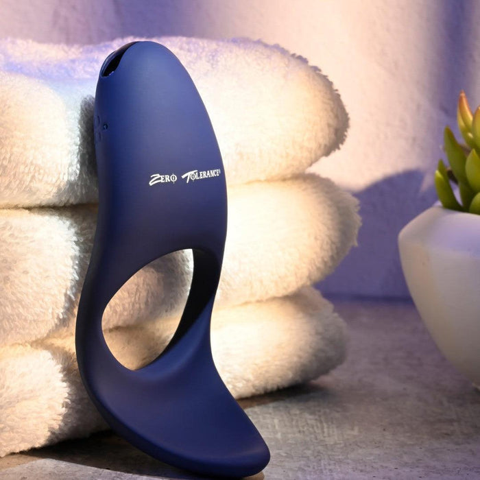 Cup Em Vibrating Cock Ring with Ball Cup - Blue