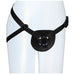 The For You Adjustable Faux Leather Beginner's Harness, shown on a mannequin with a circular center piece worn around the hips and upper thighs, is ideal for beginners.