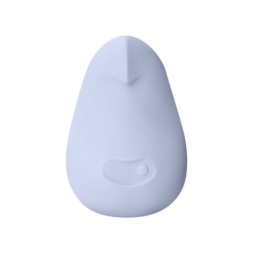The Dame Pom Hand Held Flexible Vibrator is a small, smooth, light grey device with a rounded teardrop shape, made from medical grade silicone and featuring subtle raised surface details, shown against a white background.