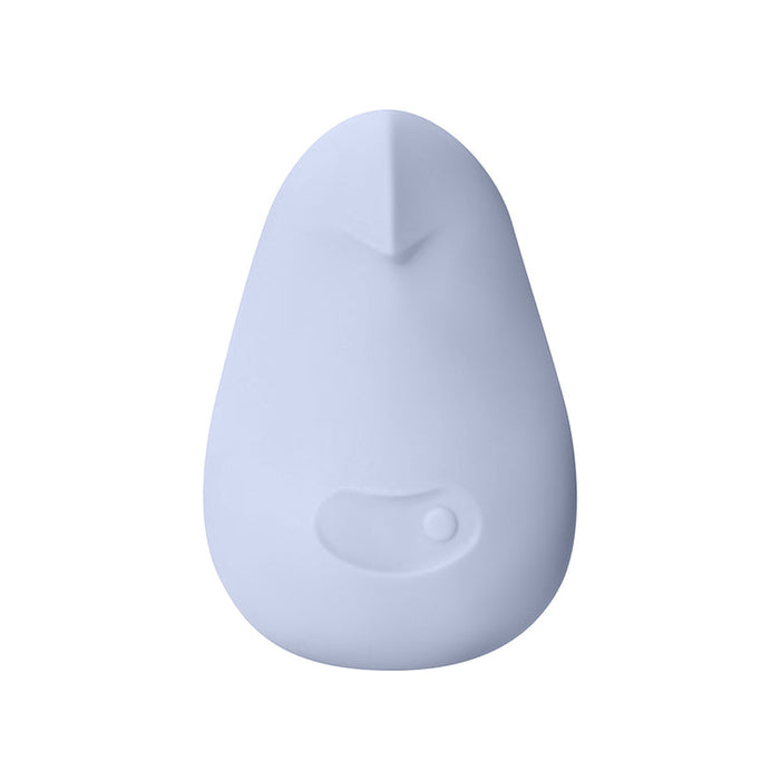 The Dame Pom Hand Held Flexible Vibrator is a small, smooth, light grey device with a rounded teardrop shape, made from medical grade silicone and featuring subtle raised surface details, shown against a white background.
