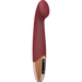 The Tethys Touch Panel G-Spot Vibrator features a maroon and rose gold design, a curved shape with a rounded tip, and black control buttons on the handle for ergonomic use.
