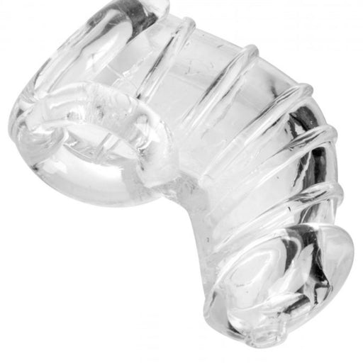 Clear plastic dental retainer designed for discreet comfort isolated on a white background made by XR Brands.