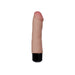 The Dr. Avery 7.5 Inch Vibrating Silicone Dildo features a realistic flesh-toned design with a pink tip and black base, crafted from silicone and shown upright against a white background.