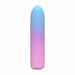 The Play With Me Berry Burst Soft Flexible Bullet Vibrator is a small, cylindrical, body-safe silicone bullet with a blue-to-pink gradient and a power button near the base.