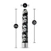 The Eden Black Floral Slim Beginner Bullet Vibrator by Blush features a long, black, cylindrical design adorned with white floral patterns. It measures 6.75 inches in length with an insertable length of 5.75 inches and a width of 1 inch. The silver base complements its powerful vibration modes and submersible waterproof design.