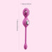 The Elektra App-Controlled E-Stim Kegel Training Set for Pelvic Floor features pink silicone kegel balls with two rounded weights and a long handle, measuring 7.95" (202mm) long and 1.38" (35mm) wide, shown vertically on a light pink background.