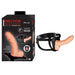 Erection Assistant 8 Inch Hollow Strap-on - Vanilla next to product box 