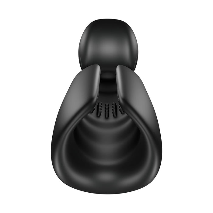 The Evo Rolling Penis Masturbator boasts a sleek, black ergonomic design with a modern aesthetic. Its smooth medical-grade silicone-like finish offers durability and comfort, while the spacious interior and robust structure provide optimal support for an enhanced experience.