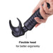 A hand holds the Evo Vibrating Male Stroker and Couples Vibrator, a black handheld tool with a crescent-shaped, flexible head. Its waterproof design and intense vibration promise enhanced functionality. Below the tool, it states "Flexible head for better ergonomics.