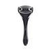 The Ex's & Oh's Temperature Play Sensory Roller is a black facial roller with a curved handle and smooth, rounded head, perfect for skincare routines and intimate exploration. Shown against a white background.
