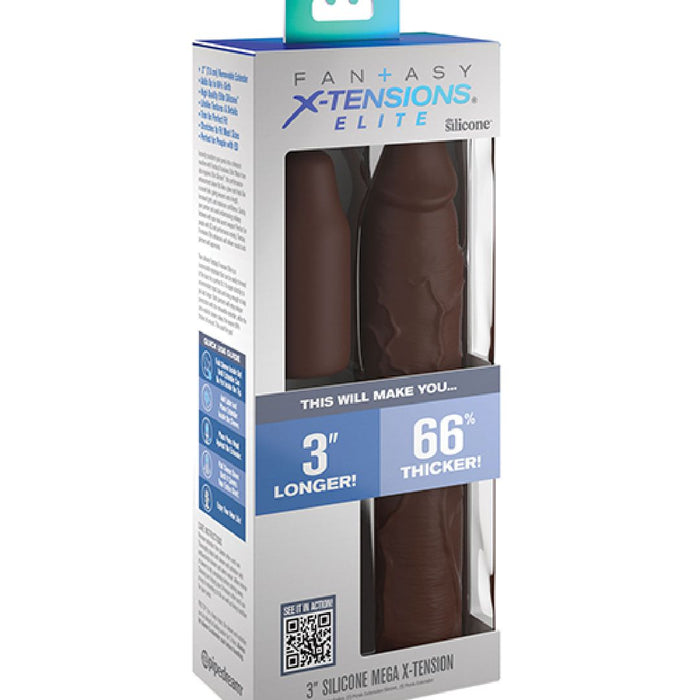 Fantasy 9 Inch Silicone Penis Extension with 3 inch Plug - Chocolate