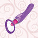 Introducing the Fantasy For Her Ultimate Pleasure Double Ended Tongue Vibrator by Pipedream Products. This purple pleasure device features a curved, ergonomic handle and a transparent tip housing a pink, textured attachment. Designed for ultimate pleasure, it includes multiple control buttons on the handle for customized settings and enhanced G-spot stimulation.