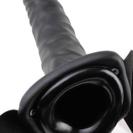 Looking inside Hollow Strap On Dildo by Fetish Fantasy 8 inches - Black