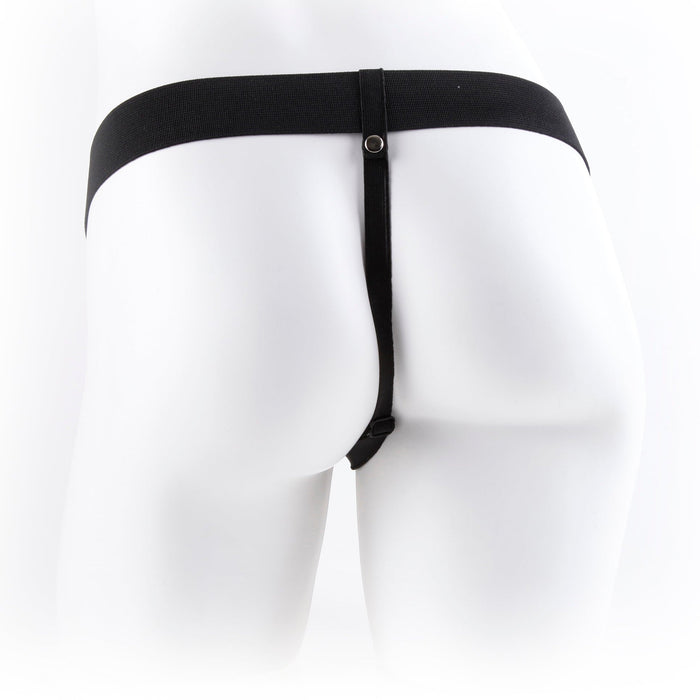 Fetish Fantasy Hollow Strap On Dildo with Balls 9 inches - Beige harness back view