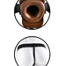 Fetish Fantasy 7 Inch Vibrating Hollow Strap-On with Balls - Chocolate showing the back harness strap and the dildo entrance