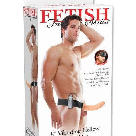 Vibrating Hollow Strap On Dildo 8 Inches - Beige box