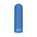 The Fingerlicious Rechargeable Silicone Fingering Vibrator is a small, blue, cylindrical, waterproof vibe with a rounded top and "EVOLVED" upside down on the lower part, designed for clitoral stimulation against a white background.