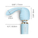 The Flexi Posable Silicone Wand Attachment is a light blue accessory with a curved, textured head for versatile stimulation. Flexible silicone design. Dimensions: 6.85" long, 3.55" high, head 1.37" wide, handle length 4.3".