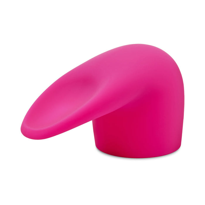 The Flick Oral Sex Simulating Flexible Silicone Wand Attachment is a bright pink, curved silicone accessory with a smooth, rounded design for tongue-like clitoral stimulation, shown against a white background.