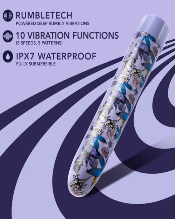 Limited Addiction Power Bullet Vibe - Floradelic graphic showing features on blue background 