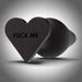 A black, heart-shaped Fuck Me Silicone Heart Butt Plug by Blush, featuring the phrase "FUCK ME" engraved on it. Made of smooth and flexible silicone material, it has a heart-shaped base.