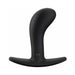 The Fun Factory Bootie Medium Silicone Anal & Prostate Plug is a black adult toy, ergonomically shaped with a curved top and a T-shaped base. Its smooth silicone design enhances comfort, and the base features the words "Fun Factory.