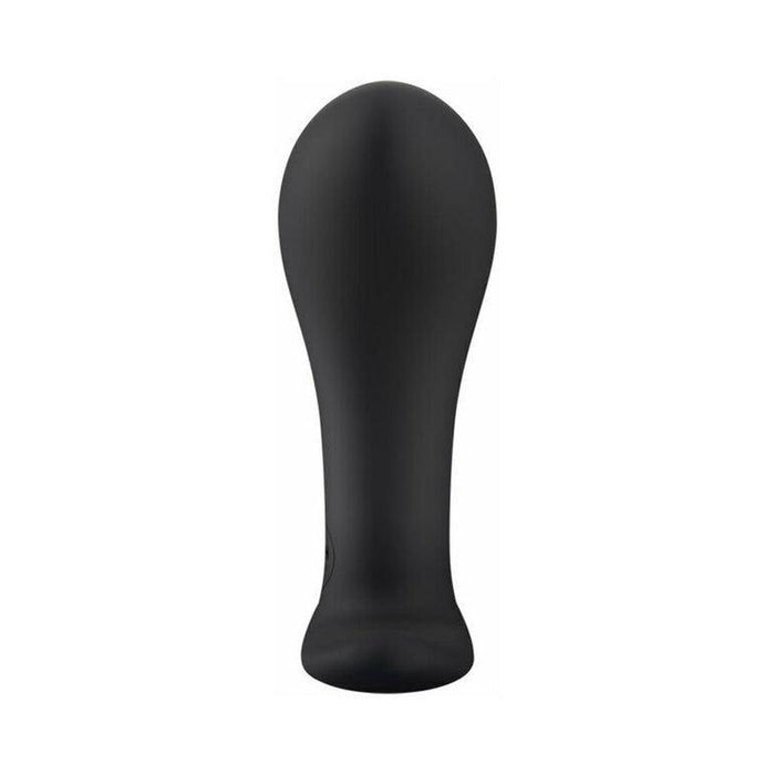 The Fun Factory Bootie Medium Silicone Anal & Prostate Plug by Fun Factory is a black, streamlined, ergonomic object with a sleek, rounded top and a slightly wider base. It features a smooth silicone matte finish and an overall elongated teardrop shape designed for optimal G-spot stimulation.