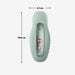 The Fun Factory Laya 3 Lay On Humping Vibrator in Sage Green is a green, vertically positioned device with ribbed edges and a central control panel featuring three buttons. Crafted from body-safe silicone, it measures 10.8 cm long and 4.1 cm wide. The middle button is red with "FUN" written on it, flanked by two smaller round buttons for easy operation.