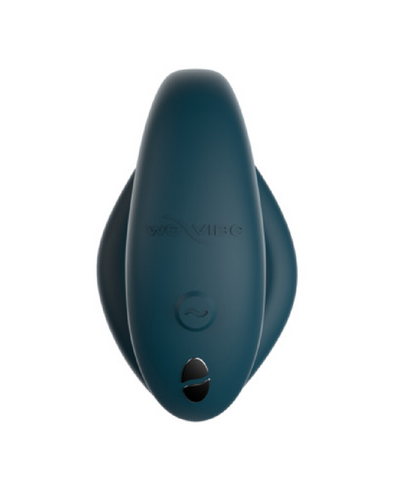 Ergonomic handheld We-Vibe Sync O Hands-Free Wearable Couples Vibrator - Green with a modern design, featuring a power button, app control, and a We-Vibe logo.