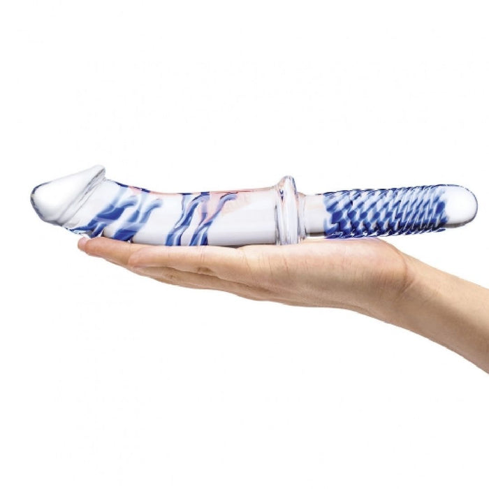 Glas Realistic Double Ended 11 Inch Glass Dildo with Handle