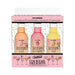 Introducing the GoodHead Cocktail Delights Flavored Edible Warming Gels 3-Pack by Doc Johnson, featuring three delicious flavors: Peach Bellini, Strawberries & Champagne, and Lemon Drop. The packaging is adorned with cocktail-themed illustrations and prominently displays the "Doc Johnson" brand. These vegan PETA-certified gels are edible and add a playful twist to your intimate moments.