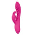 The Wild Lust Slim Beginner G-Spot Rabbit Vibrator is a bright pink silicone toy with a curved, ribbed shaft for G-spot stimulation and a petite rabbit-shaped clitoral stimulator at the base for dual pleasure.