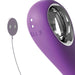 A close-up image of the Her Ultimate Pleasure Pro Licking Sucking G-Spot Vibrator by Pipedream Products, a purple ergonomic personal massager with a metallic ring and a small charging port. The device, designed for g-spot stimulation, is accompanied by a magnetic charging cable with a circular end.