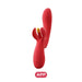 The Fortexa Kinky Finger Rabbit Vibrator features dual silicone tips, a textured red surface, app control, and intuitive buttons for intense G-spot and clitoral stimulation. Look for the "APP" icon for mobile compatibility.