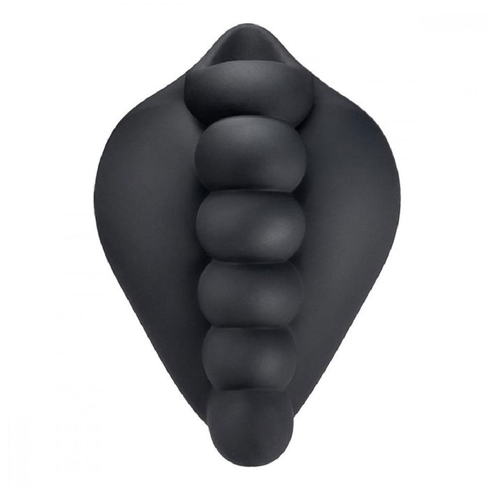 Honeybunch Textured Dildo Base with Vibrator Pocket for Harness Play - Black