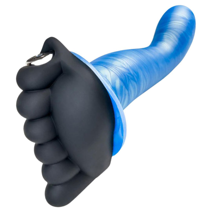 Honeybunch Textured Dildo Base with Vibrator Pocket for Harness Play - Black on dildo - not included