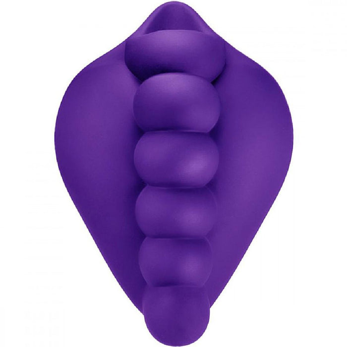 Honeybunch Textured Dildo Base with Vibrator Pocket for Harness Play - Purple
