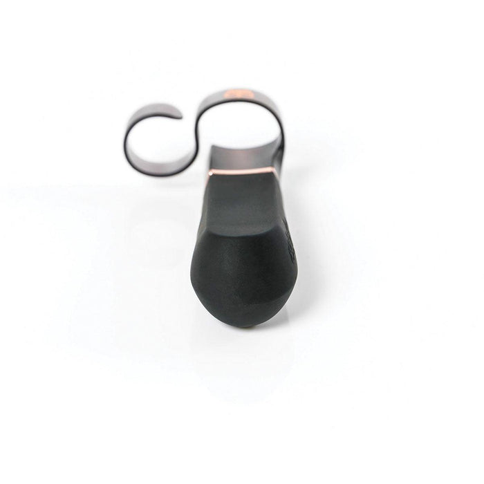 The Hot Octopuss Digit Silicone Rechargeable Finger Vibrator is a sleek, black wearable device made from premium silicone with a curved hook design that fits comfortably on fingers. Its minimalist aesthetic stands out beautifully against a clean, white background.