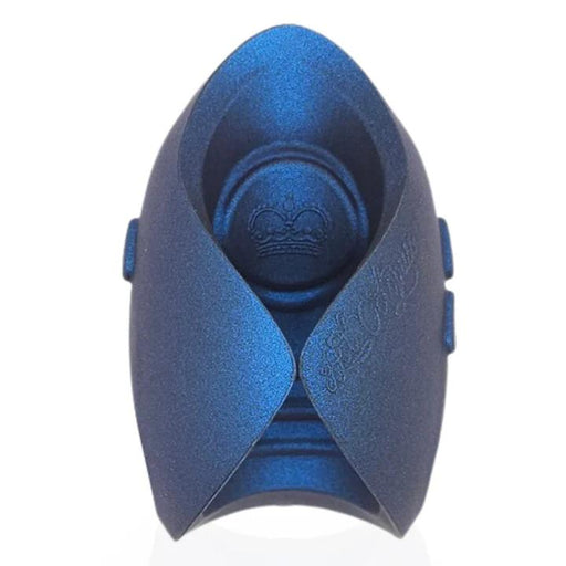 A metallic blue, crown-shaped cover with embossed details and curved sides, designed to complement the Hot Octopuss Pulse Solo Dragon Eye Oscillating Penis Masturbator and its innovative Pulse Plate Technology.