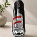 Black PDX Elite Cyclone stroker with a clear textured sleeve, digital display, and red rotating motion arrows.