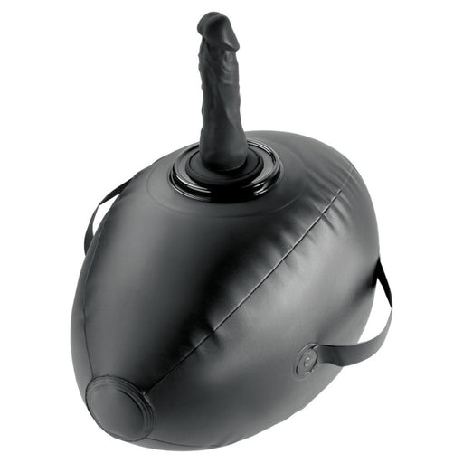 The Inflatable Love Ball Ride on Sex Cushion features side handles and a realistic suction-cup dildo mounted in the center.