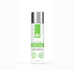 A 4 fl. oz. bottle of System Jo's JO Aloe Water Based Sensitive Skin Lubricant, featuring a silver cap and a white label with green accents. The label highlights soothing water & organic aloe and includes icons for vegan, paraben-free, pH balanced, with a leaf design in the background.