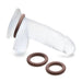 A **Jock Discreet Stretchy Silicone Cock Ring Set of 3 - Chocolate** by **Curve Toys** is shown alongside two brown, stretchy silicone cock rings. The sleeve is designed to fit over a penis, with the rings providing a tight fit for different sizes.