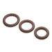 Three brown silicone cock rings of varying, graduated sizes are arranged in a row from largest to smallest. The rings are circular, stretchy silicone with a smooth texture, set against a plain white background. This is the Jock Discreet Stretchy Silicone Cock Ring Set of 3 - Chocolate by Curve Toys.