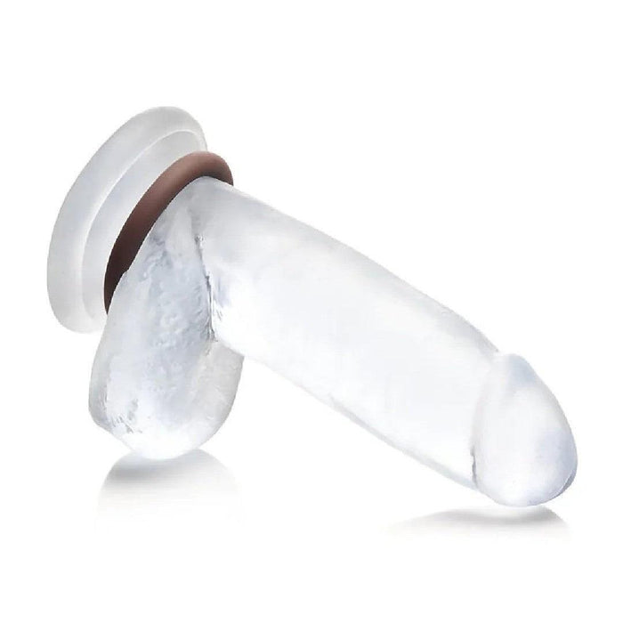 A clear, lifelike silicone cock ring set designed for versatile use. Crafted from stretchy silicone, the Jock Discreet Stretchy Silicone Cock Ring Set of 3 - Chocolate by Curve Toys features three rings in varying sizes, offering both comfort and stability during use.